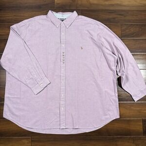 Polo Ralph Lauren Men's Size 4XB Red White Woven Classic Fit Oxford Button Shirt